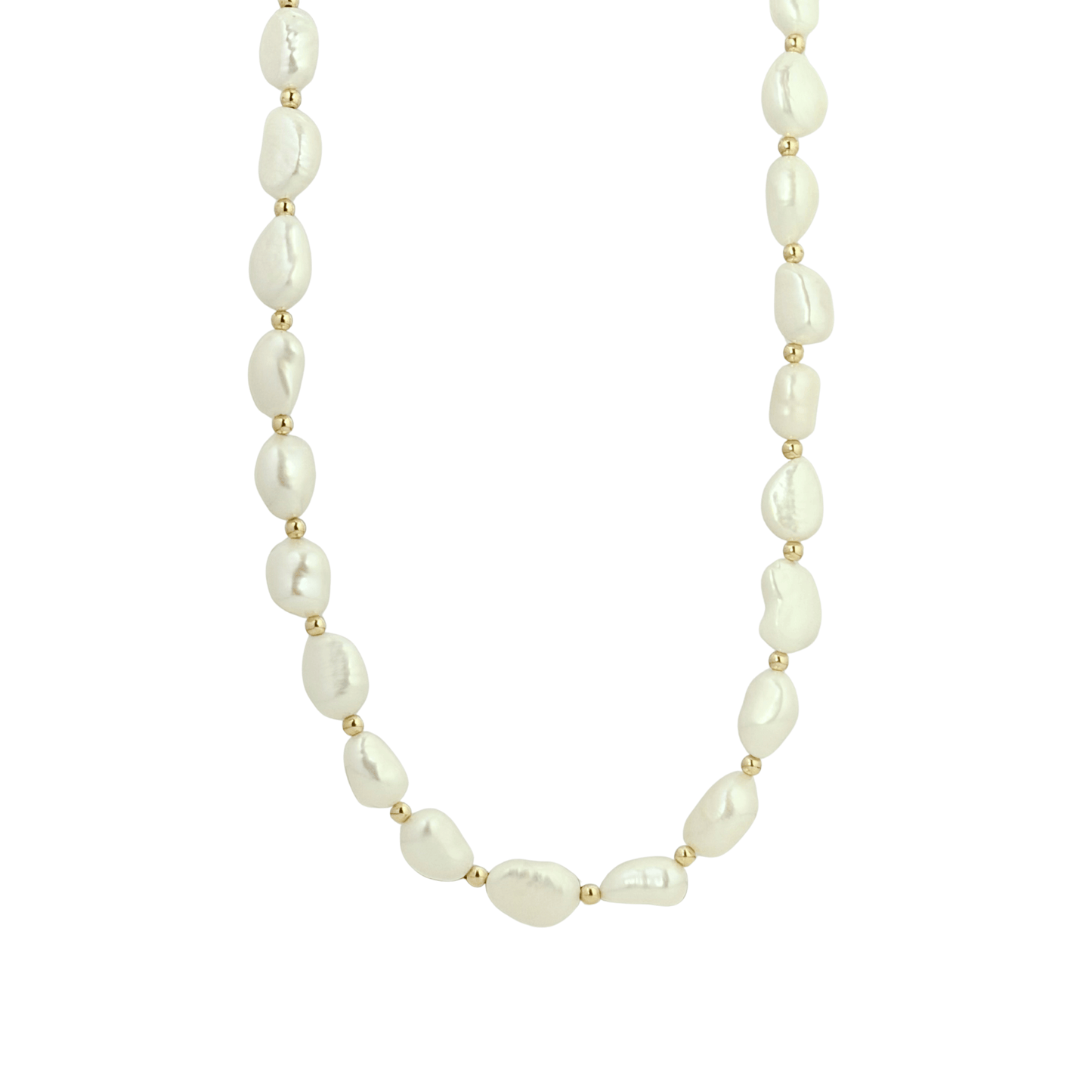 Baroque Freshwater Pearl Gold Beaded Necklace – MXW Jewellery