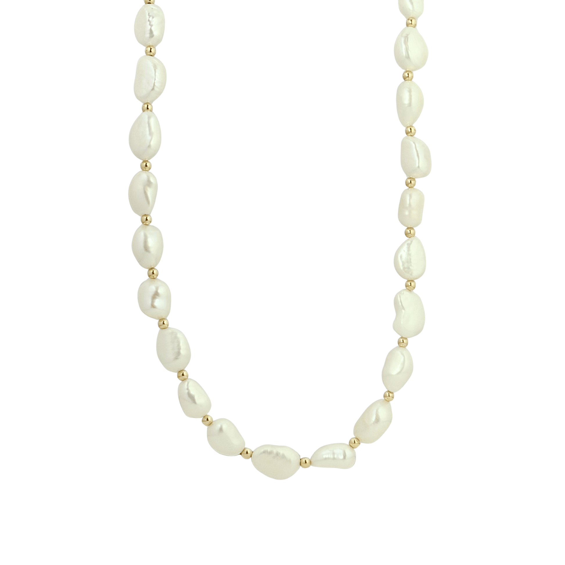 Baroque Freshwater Pearl Gold Beaded Necklace – MXW Jewellery