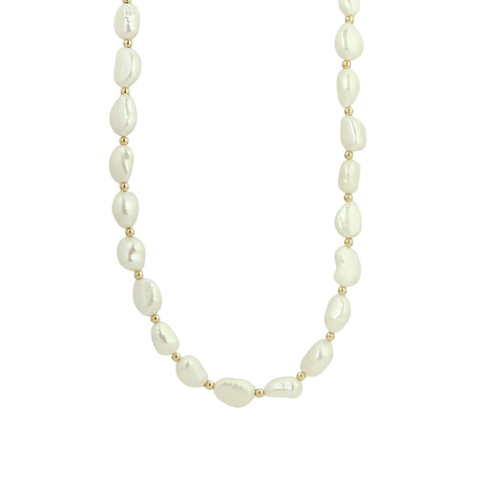 Baroque Freshwater Pearl Gold Beaded Necklace – MXW Jewellery
