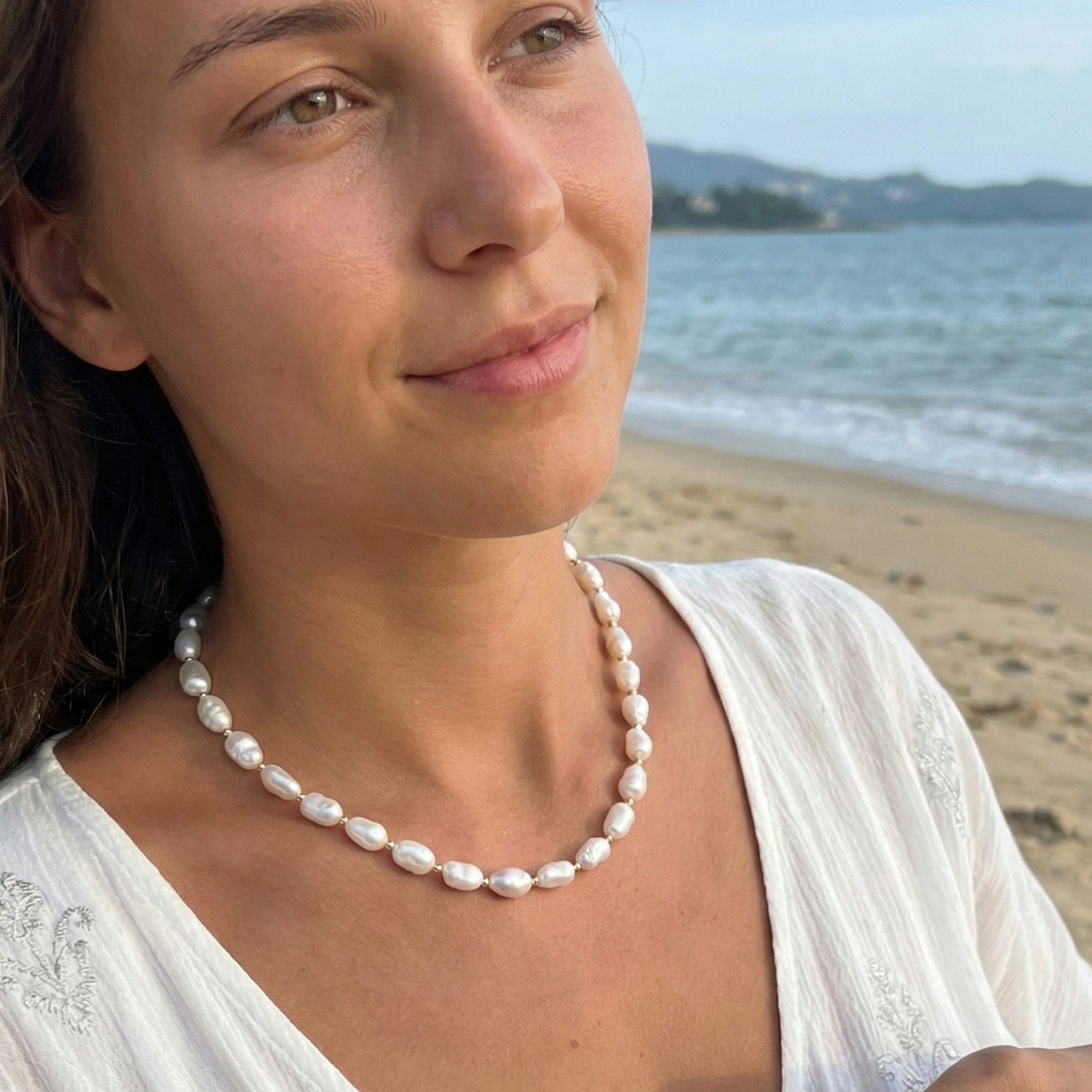 Baroque Freshwater Pearl Gold Beaded Necklace – MXW Jewellery