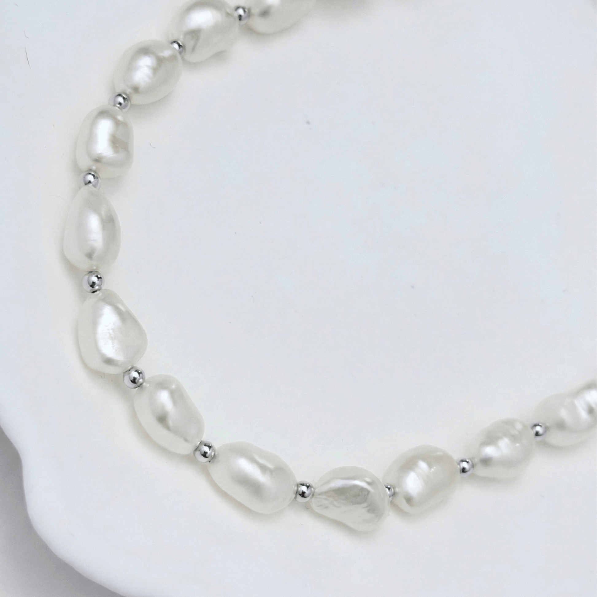 Premium baroque freshwater pearl and 925 sterling silver beaded necklace, hand-finished in Australia