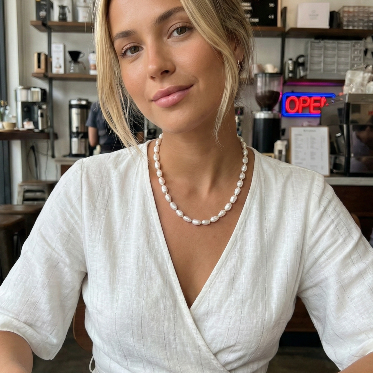 Premium baroque freshwater pearl and 925 sterling silver beaded necklace, hand-finished in Australia