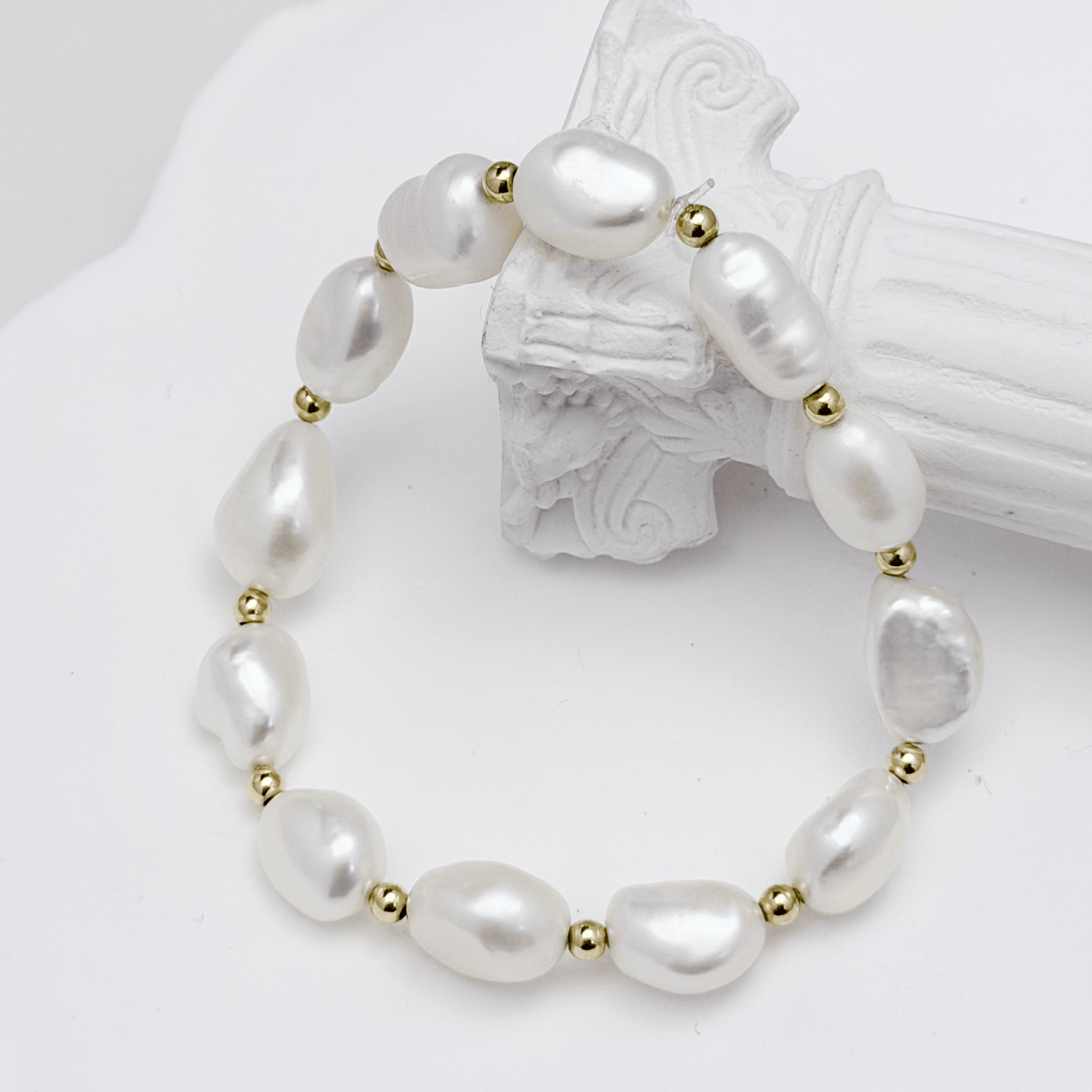 Baroque Pearl and 14K Gold Filled Beaded Bracelet - MXW Jewellery Australia.