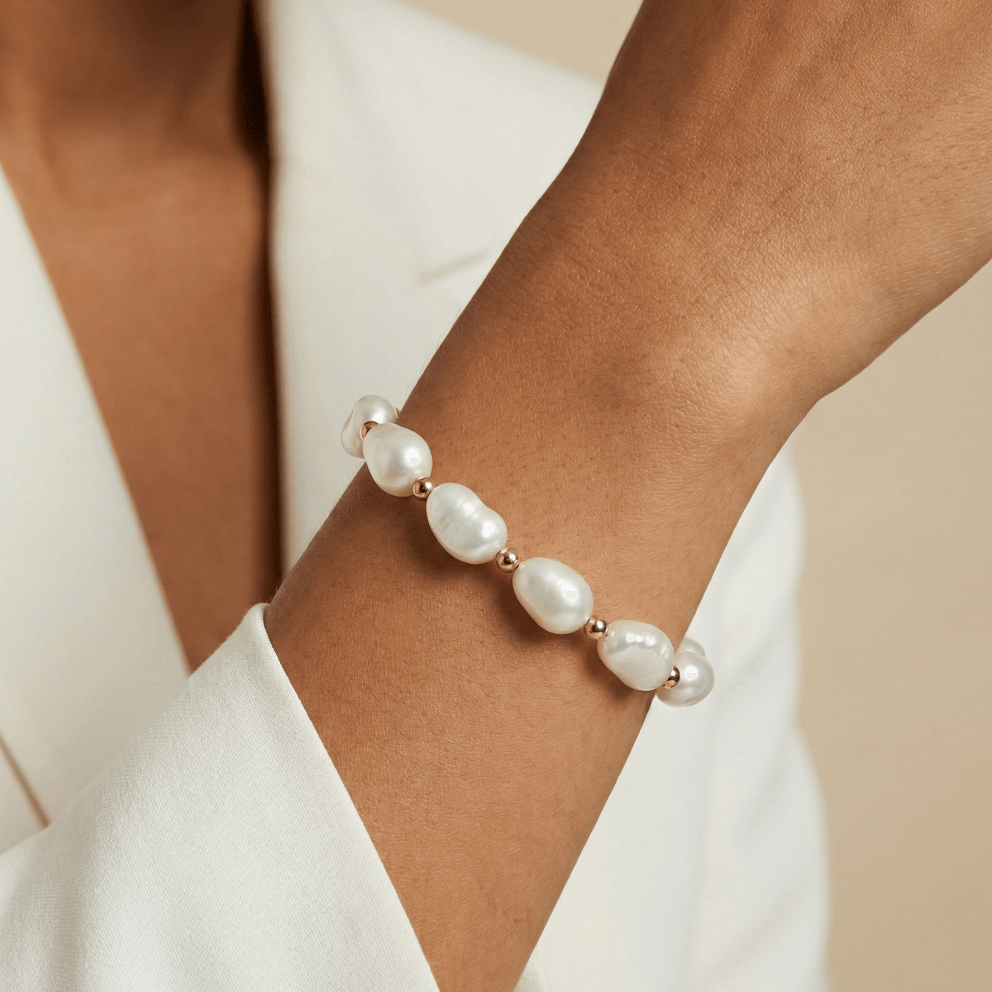 Baroque Pearl and 14K Gold Filled Beaded Bracelet - MXW Jewellery Australia.