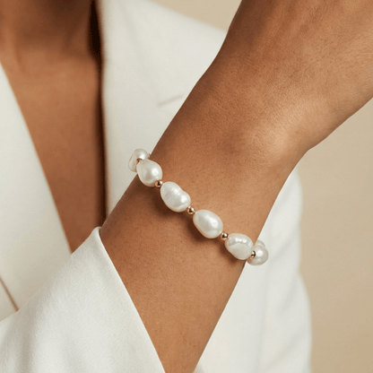 Baroque Pearl and 14K Gold Filled Beaded Bracelet - MXW Jewellery Australia.