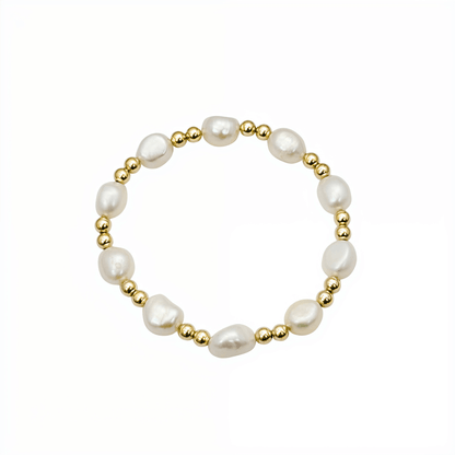 Baroque pearl spacer gold bead bracelet – handmade in AU – MXW Jewellery