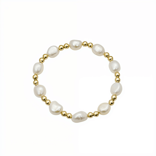 Baroque pearl spacer gold bead bracelet – handmade in AU – MXW Jewellery