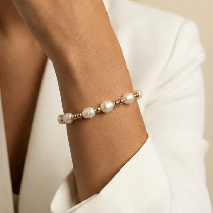Baroque pearl spacer gold bead bracelet – handmade in AU – MXW Jewellery