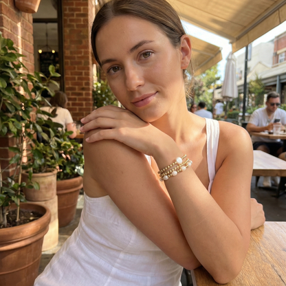 Baroque pearl spacer gold bead bracelet – handmade in AU – MXW Jewellery