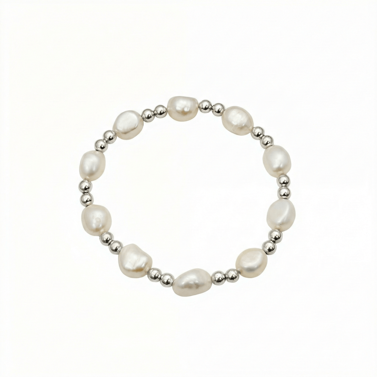 Baroque pearl spacer sterling silver bracelet – handmade in AU – MXW Jewellery