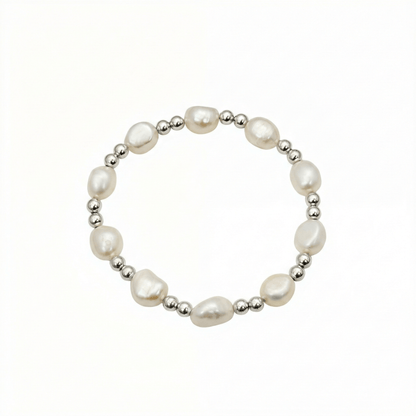 Baroque pearl spacer sterling silver bracelet – handmade in AU – MXW Jewellery
