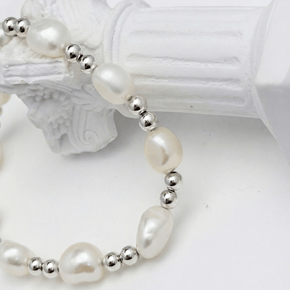 Baroque pearl spacer sterling silver bracelet – handmade in AU – MXW Jewellery