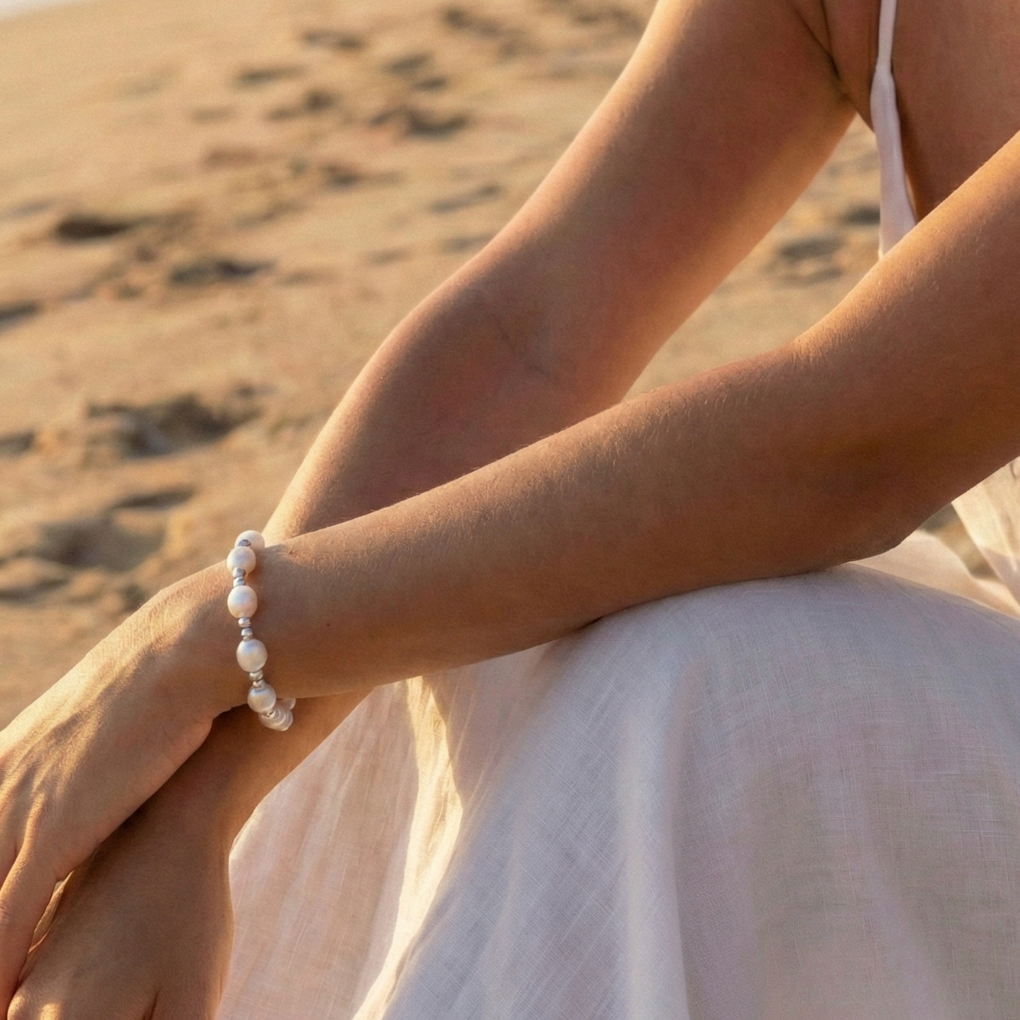 Baroque pearl spacer sterling silver bracelet – handmade in AU – MXW Jewellery