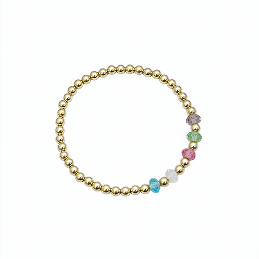 Personalised birthstone gold bead bracelet with Swarovski crystals – handmade in AU – MXW