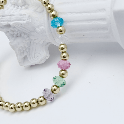 Personalised birthstone gold bead bracelet with Swarovski crystals – handmade in AU – MXW