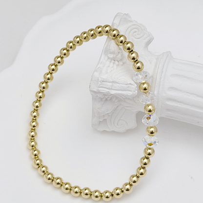 Personalised birthstone gold bead bracelet with Swarovski crystals – handmade in AU – MXW
