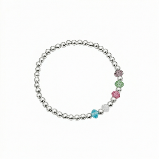 Personalised birthstone sterling silver bead bracelet with Swarovski crystals – MXW Jewellery