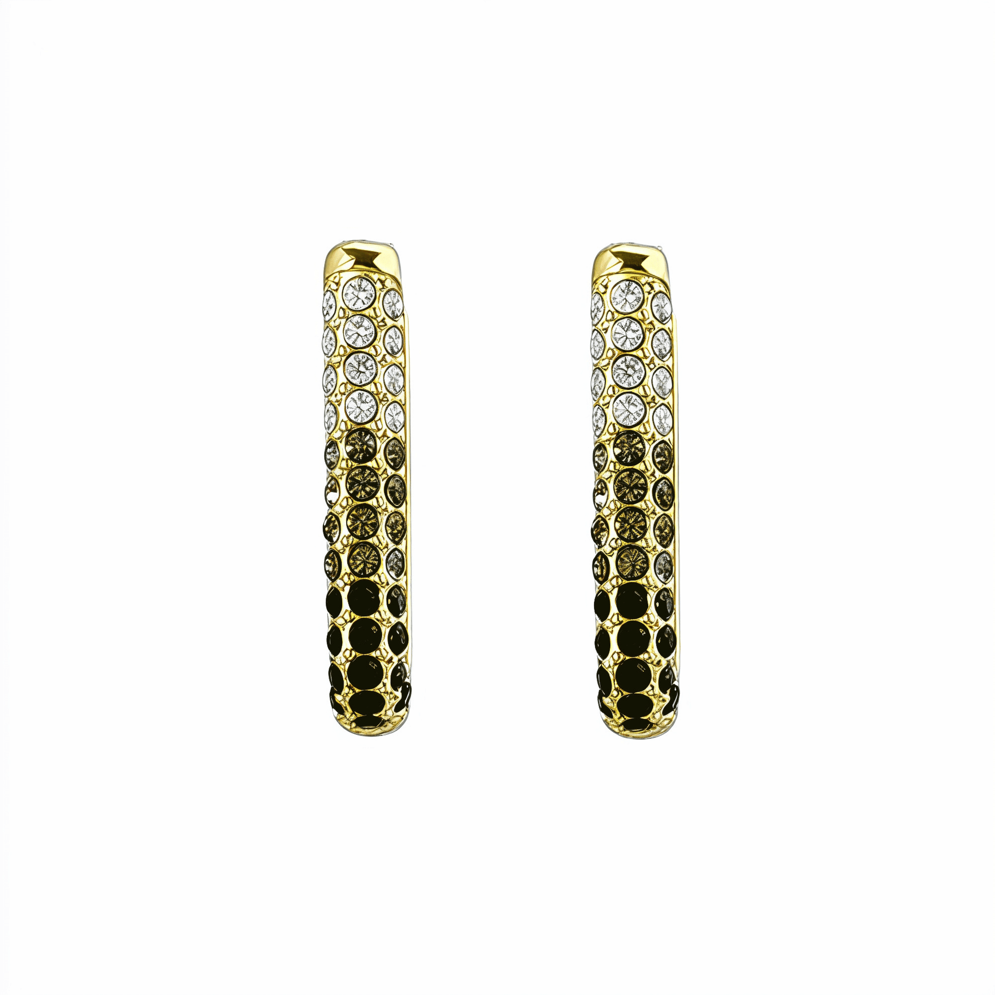Black & White Pavé Gold Huggie Earrings – MXW Jewellery
