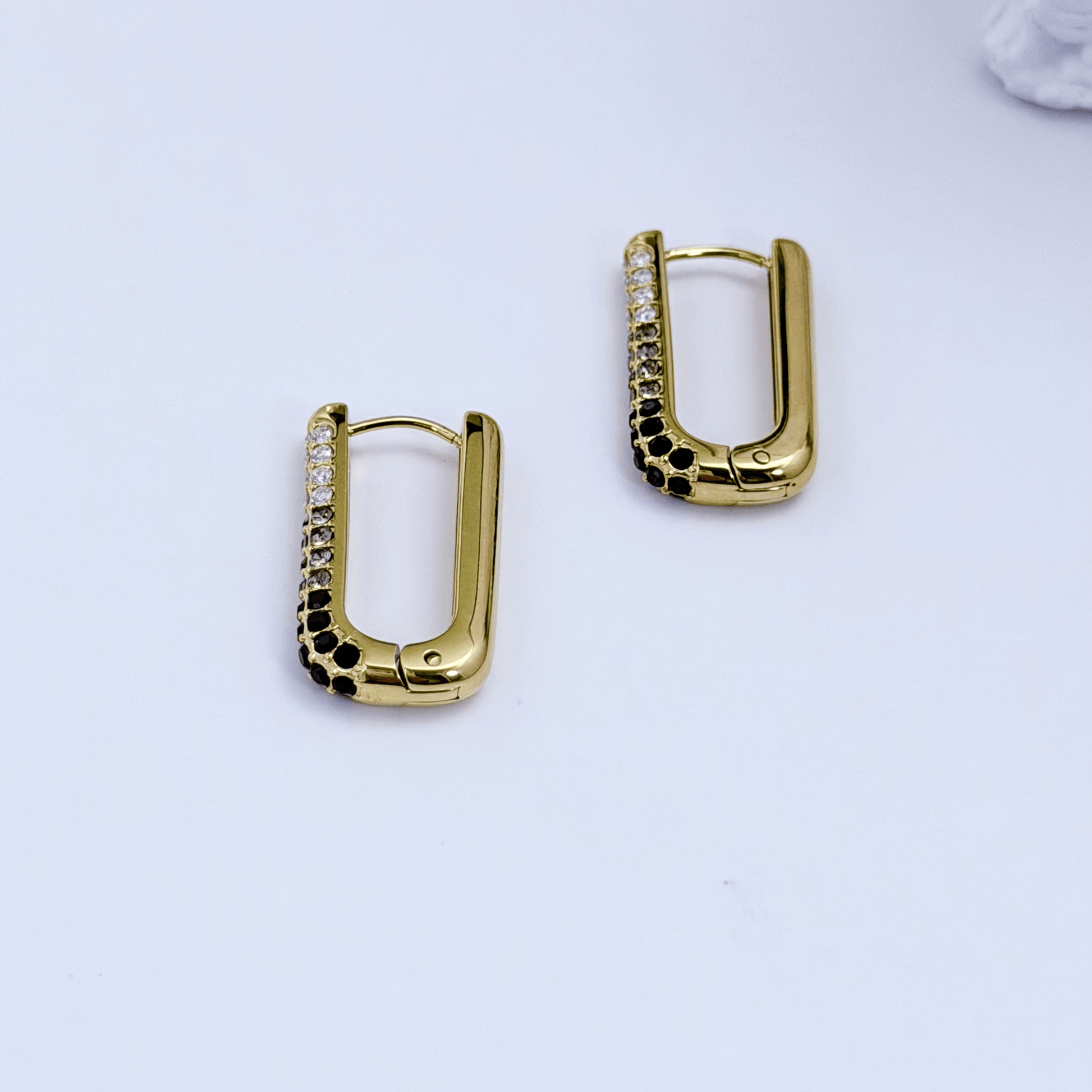 Black & White Pavé Gold Huggie Earrings – MXW Jewellery