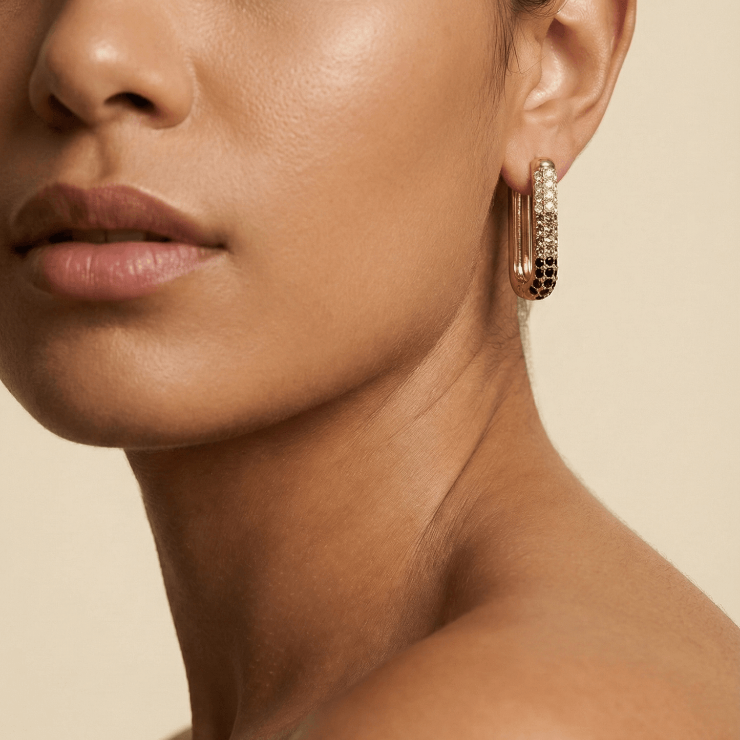 Black & White Pavé Gold Huggie Earrings – MXW Jewellery