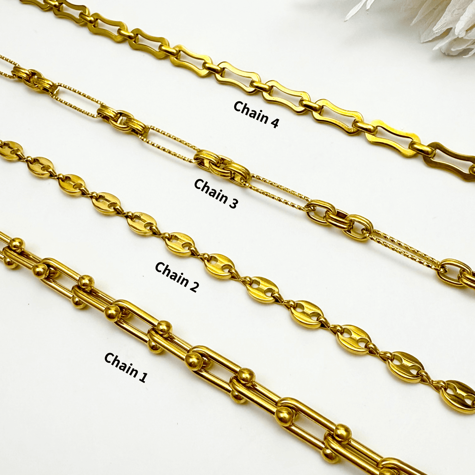Custom gold charm bracelet with thick linked chain – design your own meaningful piece with durable, waterproof, and tarnish-free materials.