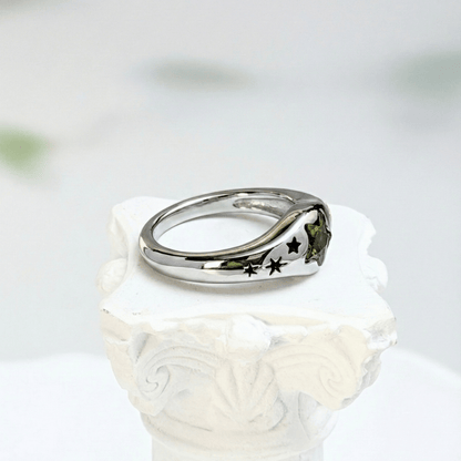 silver star ring with gemstone, celestial jewellery, mxw jewellery product