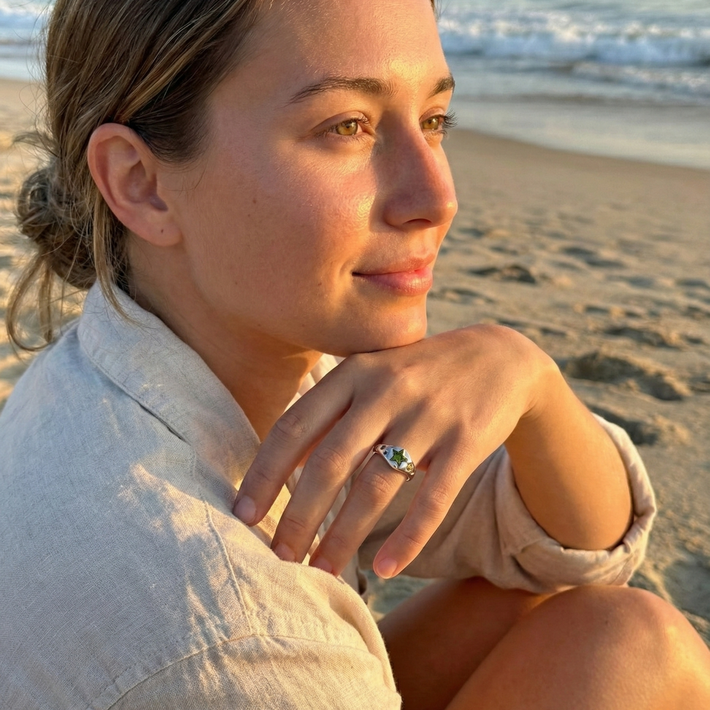 silver star ring with gemstone, celestial jewellery, mxw jewellery product