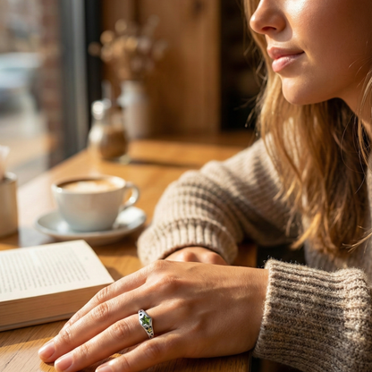 silver star ring with gemstone, celestial jewellery, mxw jewellery product