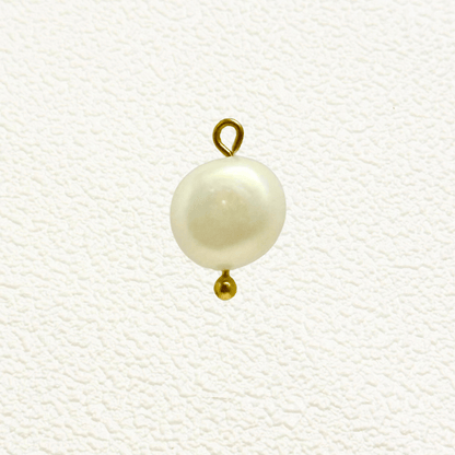 Round white freshwater pearl charm with gold accent, minimalist pearl pendant for custom jewellery
