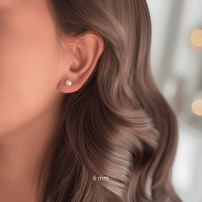 Swarovski pearl stud earrings in cream white, silver grey, and Tahitian black with gold-plated and sterling silver posts – handmade, high-quality, and available in 6mm, 8mm, 10mm sizes.
