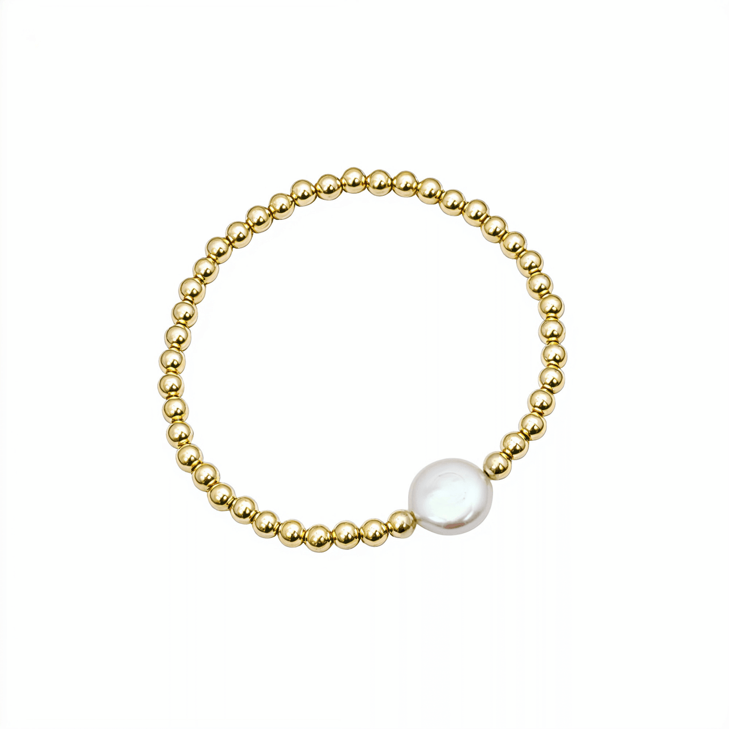 Gold pearl bead bracelet with coin pearl – gold-filled everyday jewellery – MXW