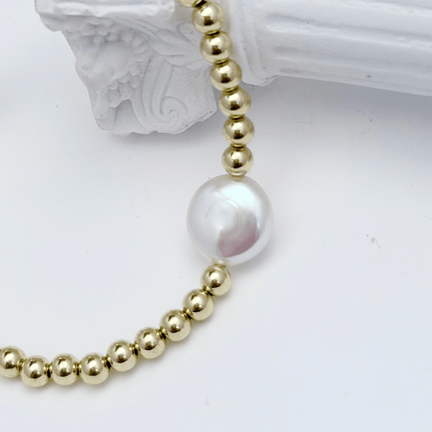 Gold pearl bead bracelet with coin pearl – gold-filled everyday jewellery – MXW