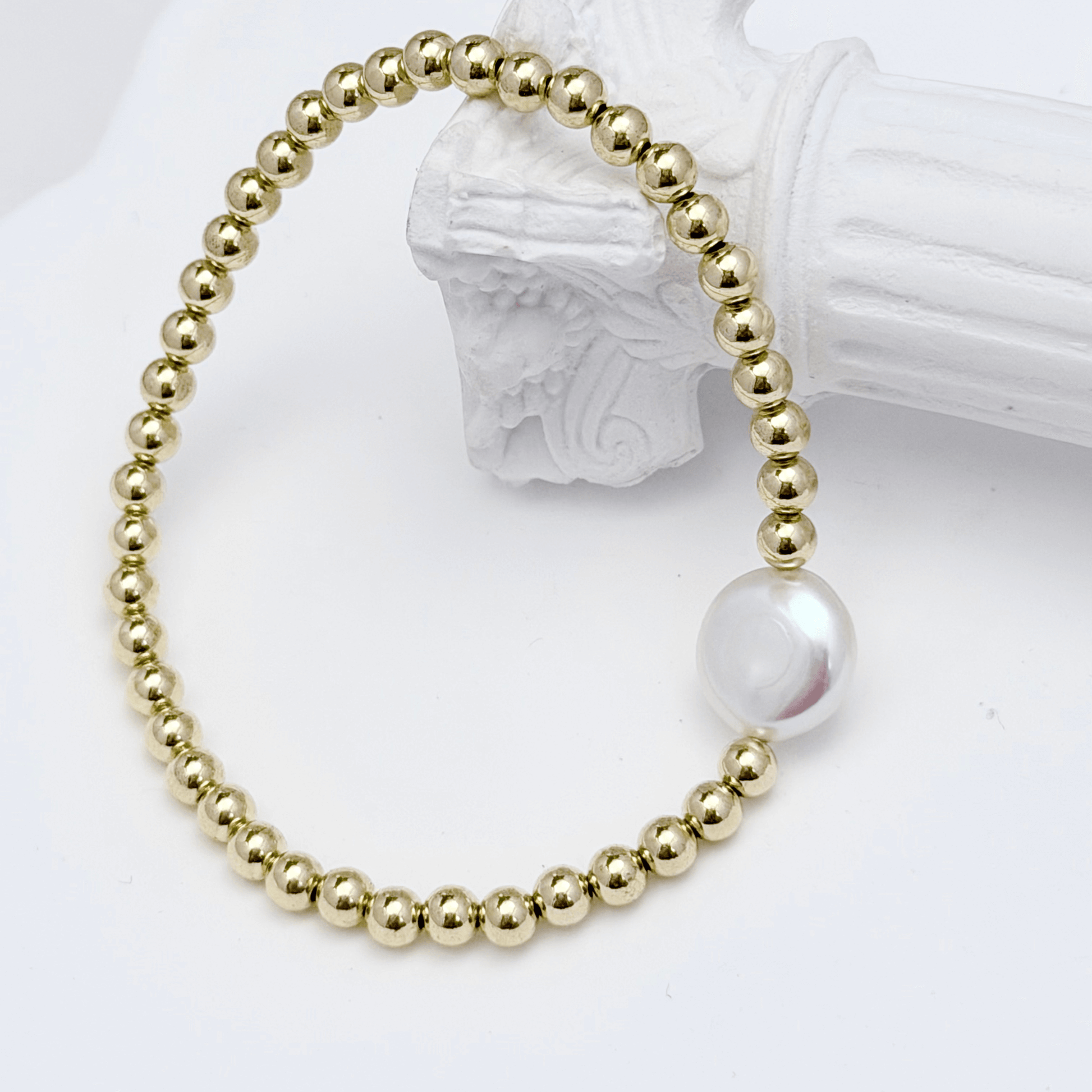 Gold pearl bead bracelet with coin pearl – gold-filled everyday jewellery – MXW