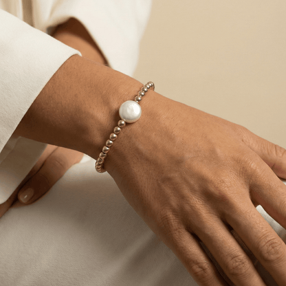 Gold pearl bead bracelet with coin pearl – gold-filled everyday jewellery – MXW