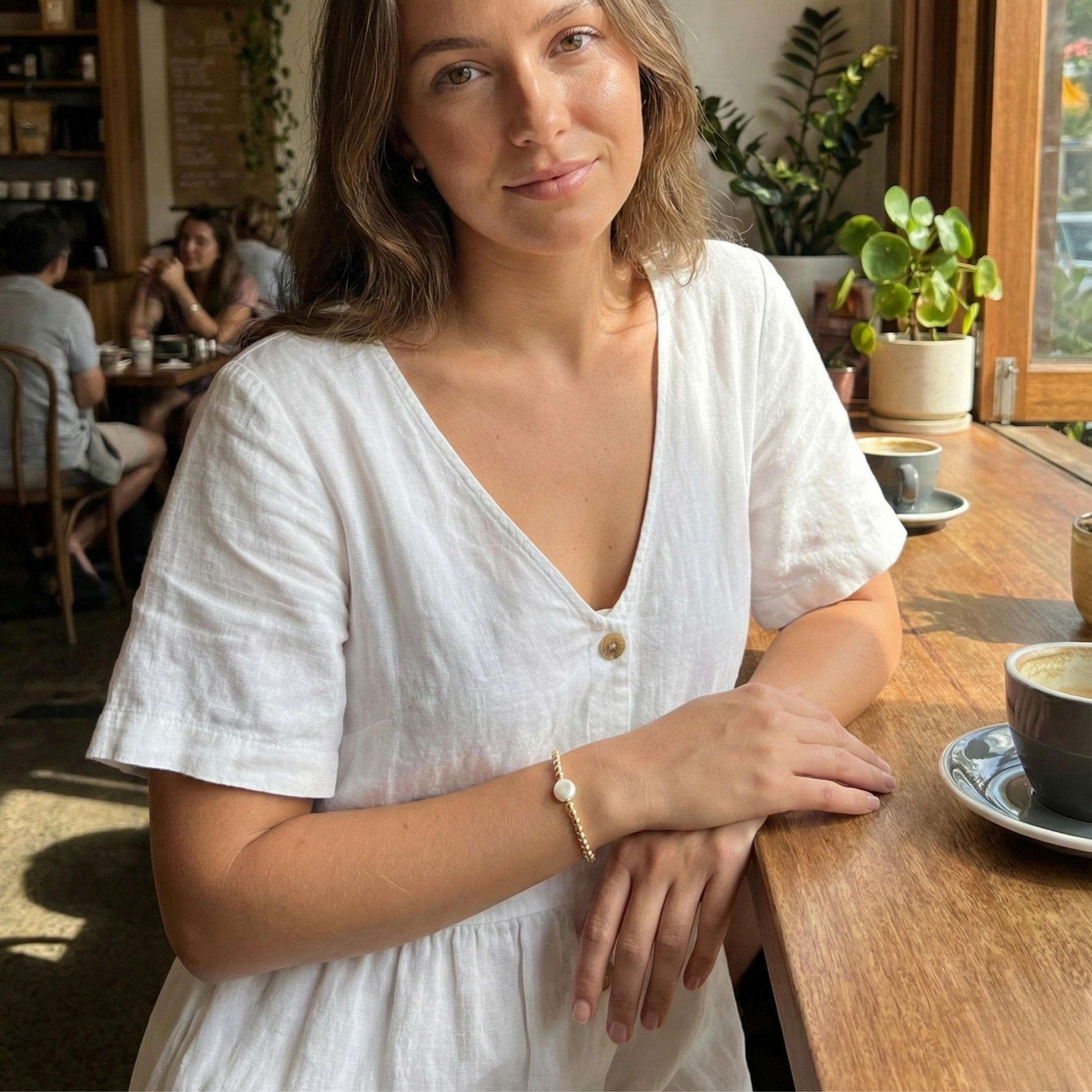 Gold pearl bead bracelet with coin pearl – gold-filled everyday jewellery – MXW