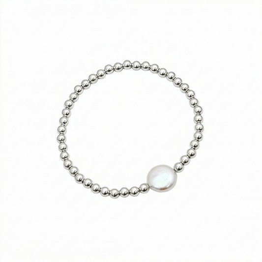 Coin pearl sterling silver bracelet – handmade in AU – MXW Jewellery