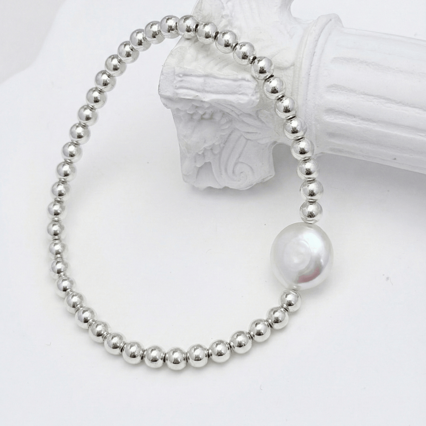 Coin pearl sterling silver bracelet – handmade in AU – MXW Jewellery