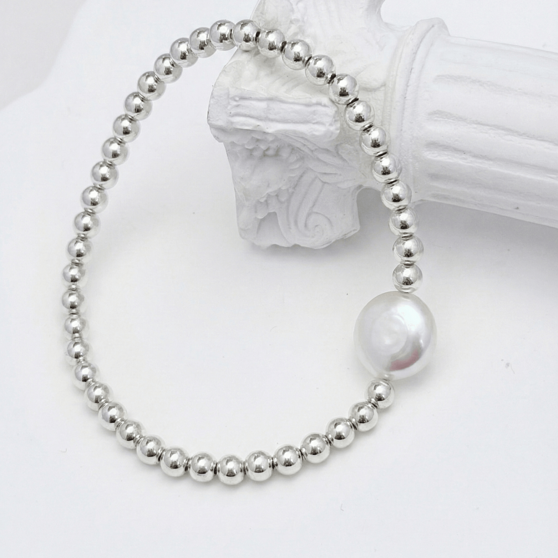 Coin pearl sterling silver bracelet – handmade in AU – MXW Jewellery