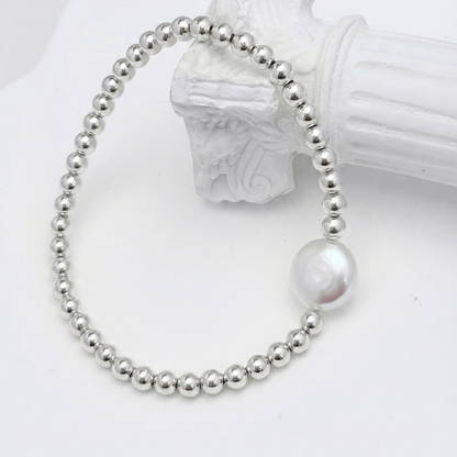 Coin pearl sterling silver bracelet – handmade in AU – MXW Jewellery