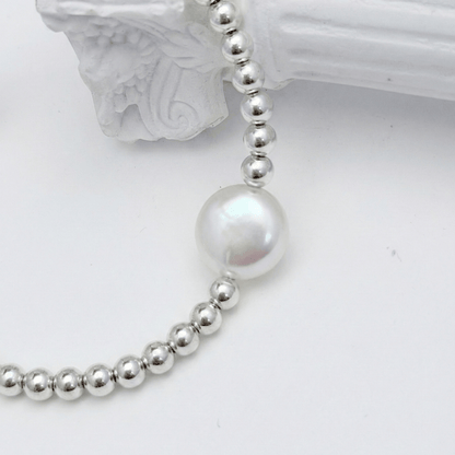 Coin pearl sterling silver bracelet – handmade in AU – MXW Jewellery
