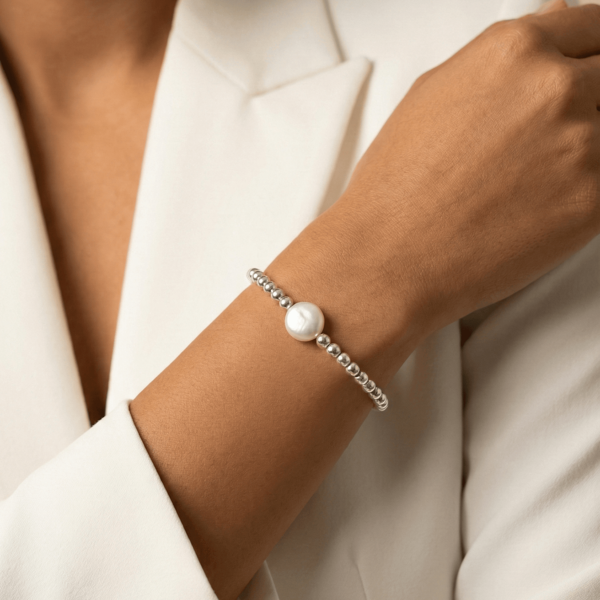 Coin pearl sterling silver bracelet – handmade in AU – MXW Jewellery