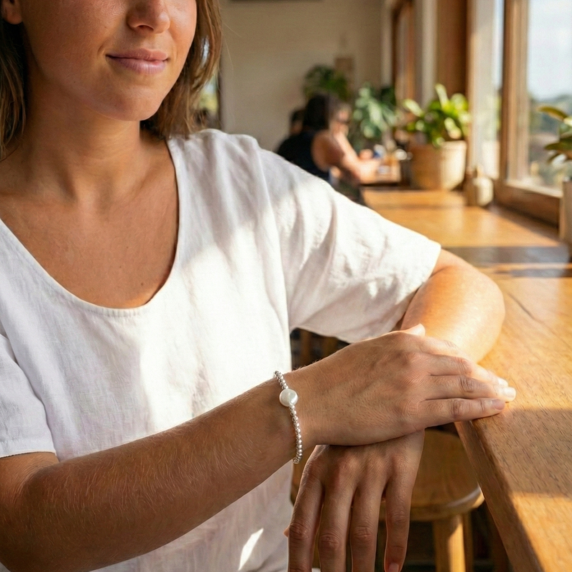 Coin pearl sterling silver bracelet – handmade in AU – MXW Jewellery