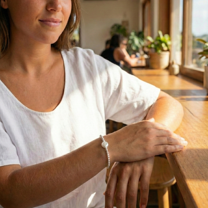 Coin pearl sterling silver bracelet – handmade in AU – MXW Jewellery