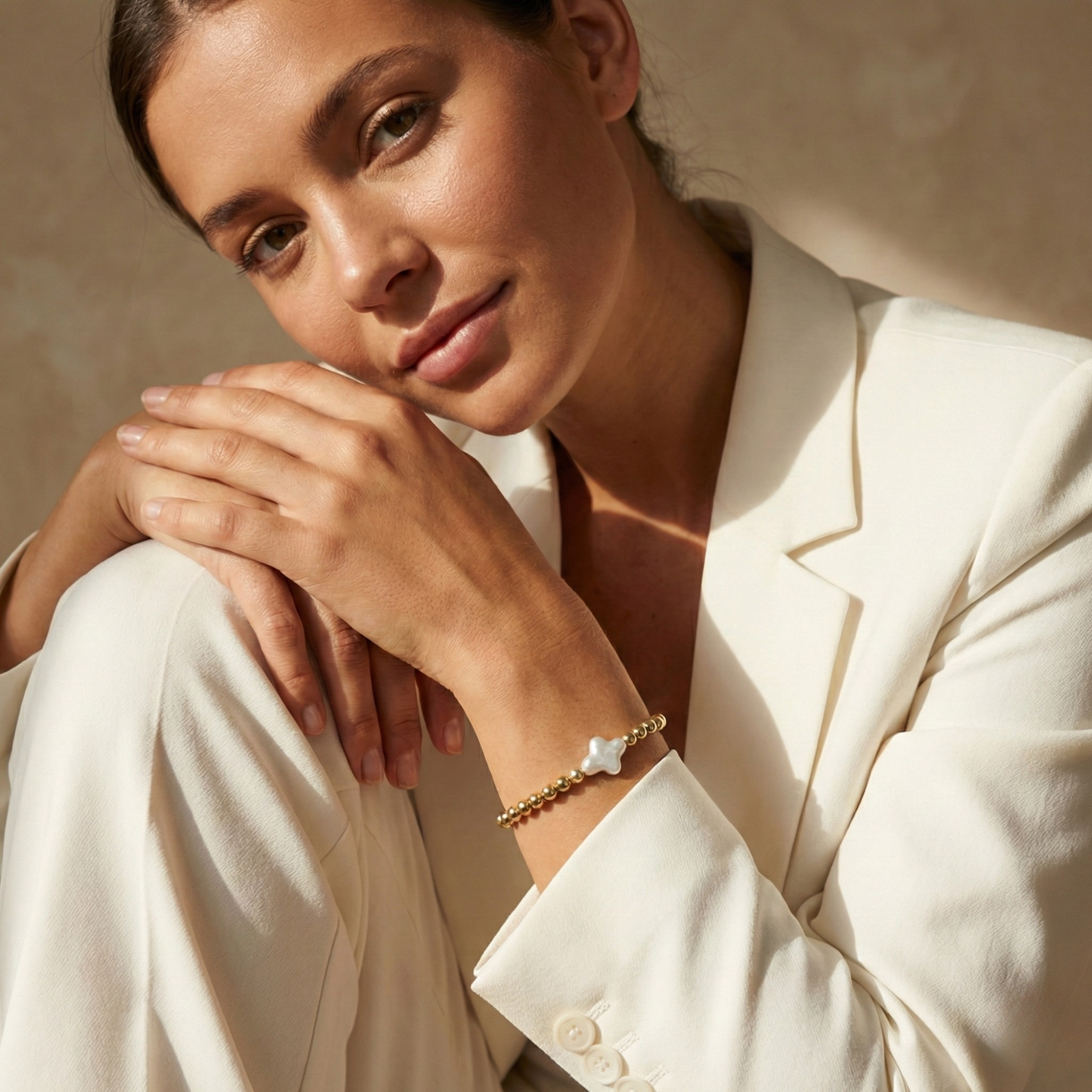 Cross pearl gold bead bracelet with natural baroque pearl – handmade in AU – MXW Jewellery