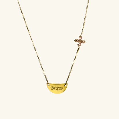 Custom engravable half moon necklace on 18K gold plated, gold filled, or sterling silver chain