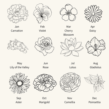 mxw jewellery engrave birth flowers