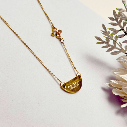 Custom engravable half moon necklace on 18K gold plated, gold filled, or sterling silver chain