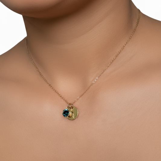 Personalised birth flower necklace with Swarovski crystal birthstone in gold and silver