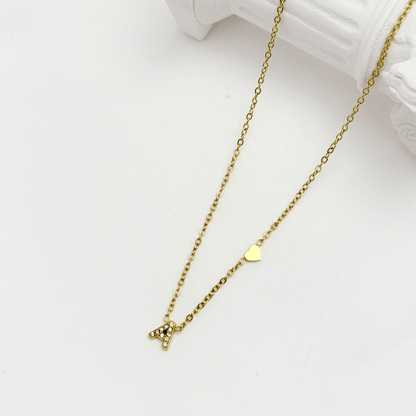 Dainty Gold Initial & Heart Necklace – MXW Jewellery
