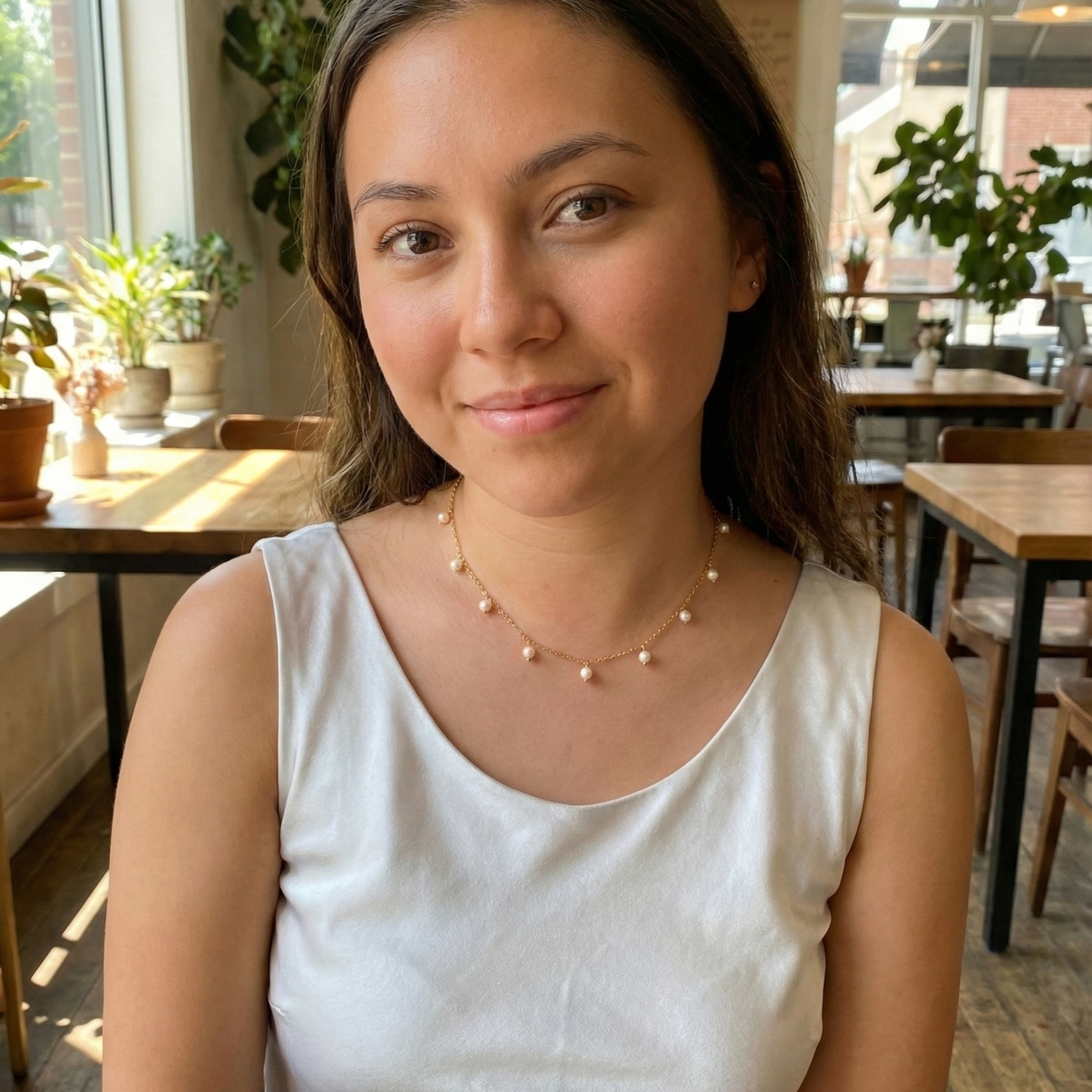 Dainty Gold Pearl Station Necklace – MXW Jewellery